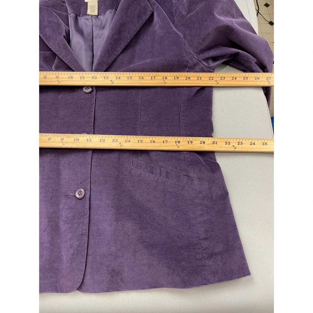 LL Bean Purple Corduroy Blazer Jacket Womens 16‎ Regular Cotton Spandex 3 Button